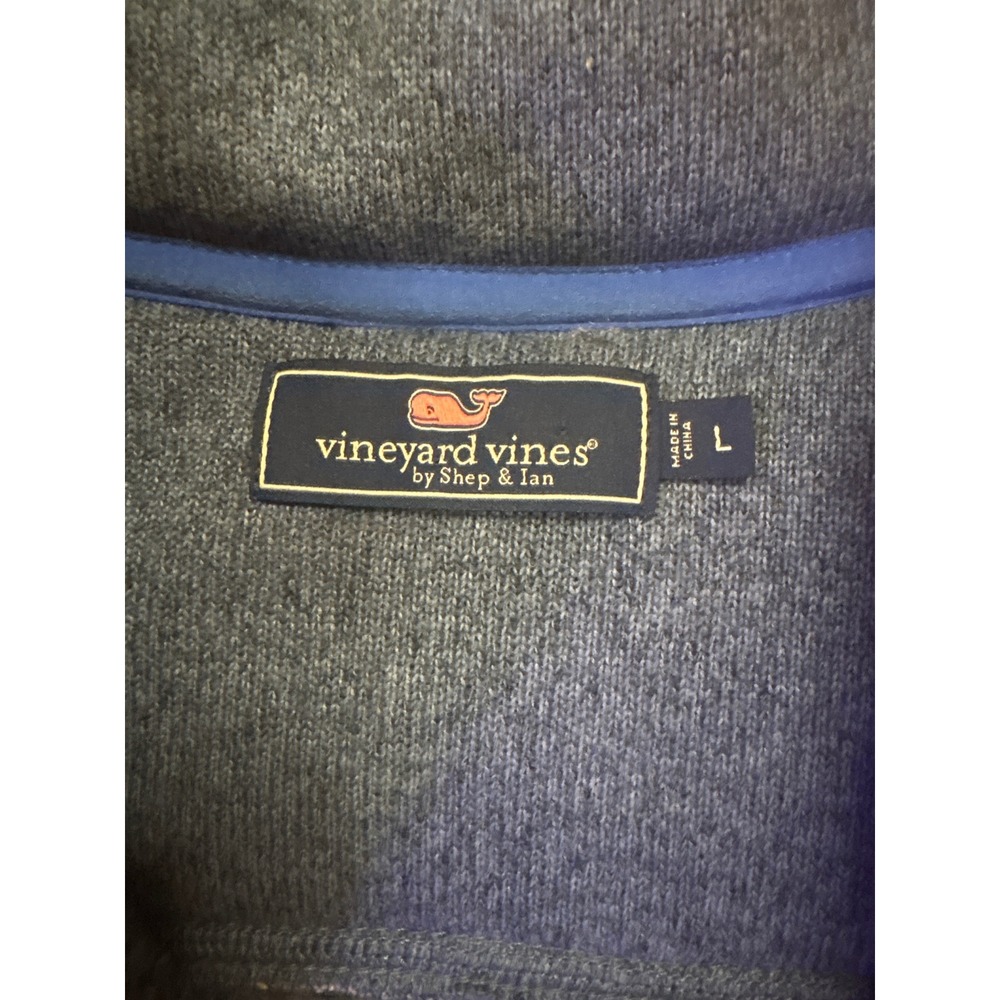 Vineyard Vines Mens Blue Marlin Fair Isle Quarter Zip Pullover Sweater Large - Picture 4 of 7